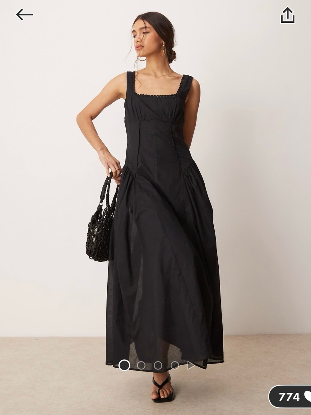 NWT ASOS Design prairie maxi sundress with dropped waist